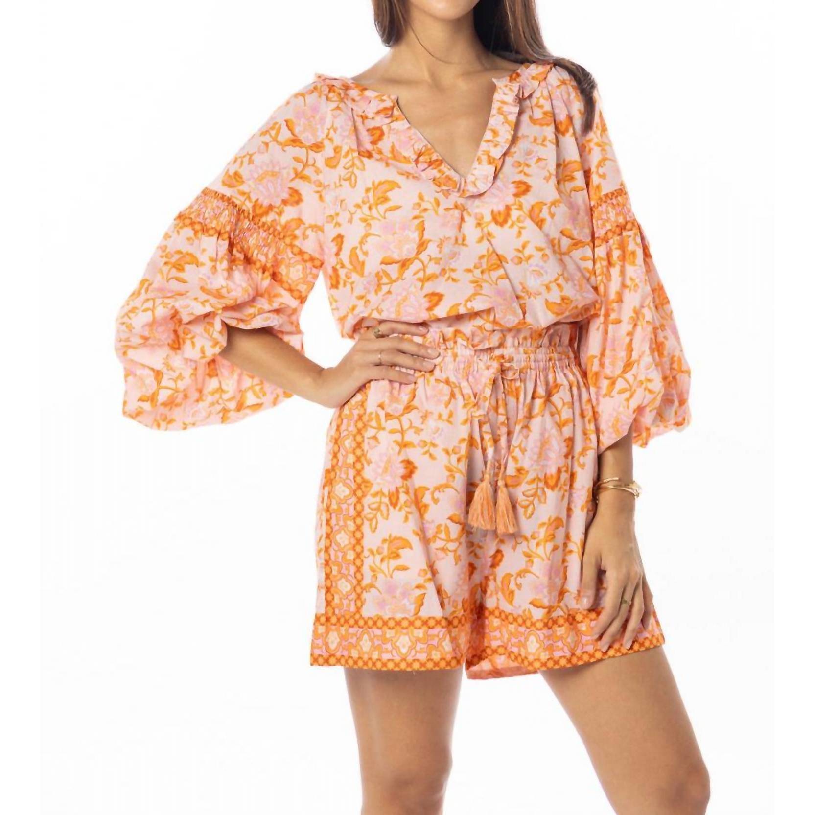 New Bindu Carrie Top And Carlie Shorts Set In Tangerine